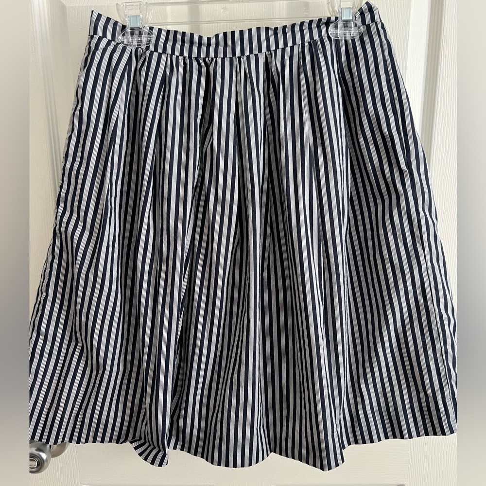 J. Crew navy and white striped skirt